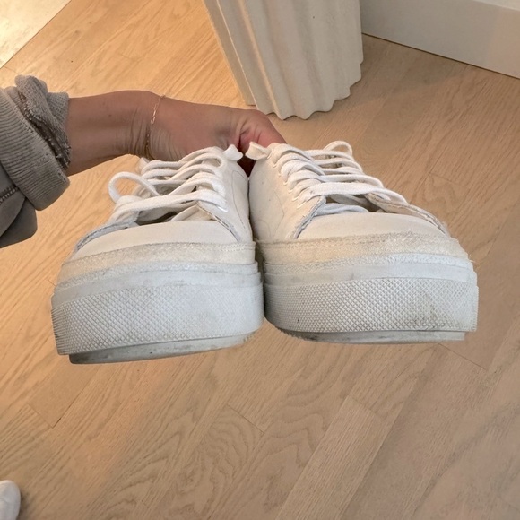 All Saints Trish Suede Platform Trainers in Chalk White Size 10 - Picture 9 of 10
